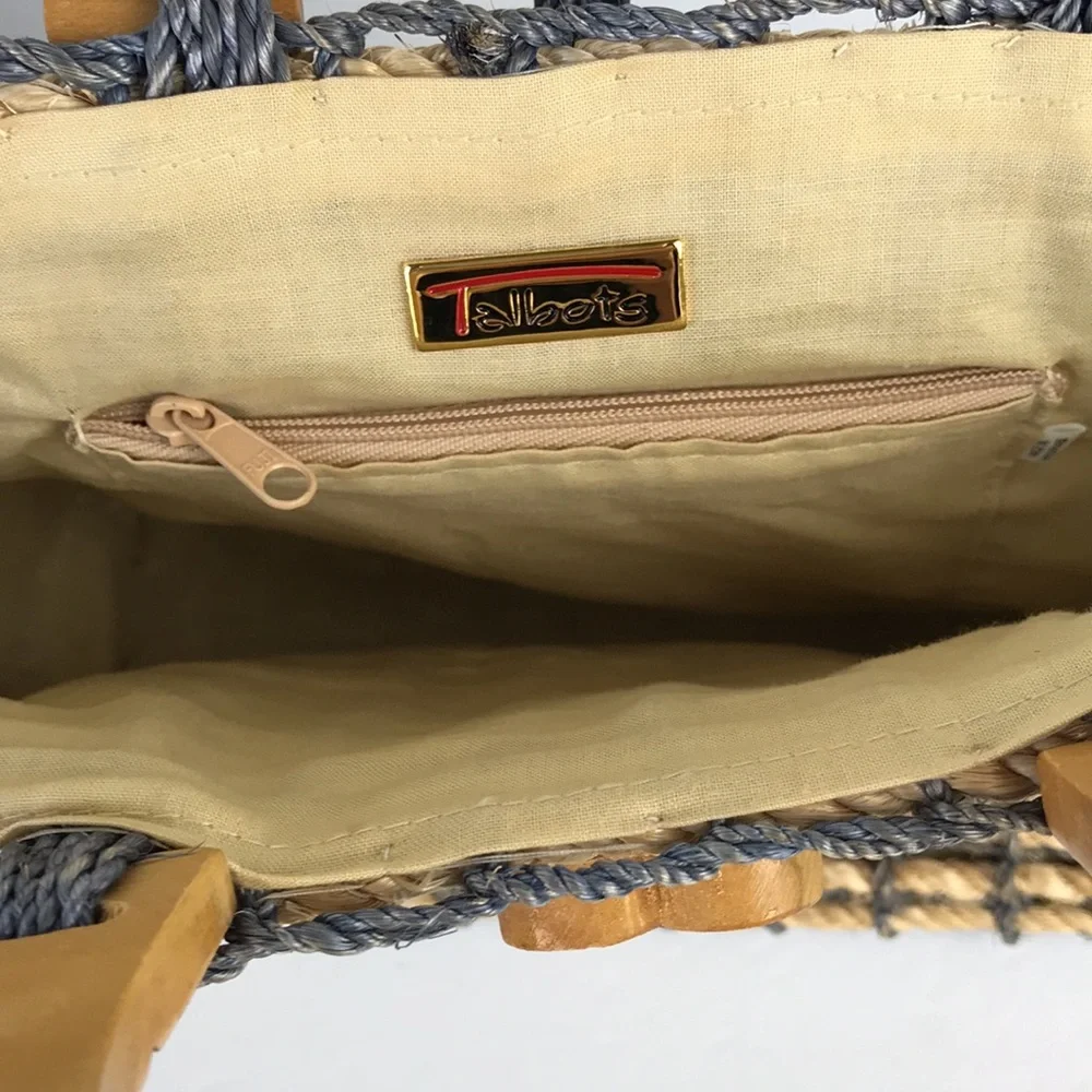 Talbots Bohemian Flowers Rope Woven Handbag